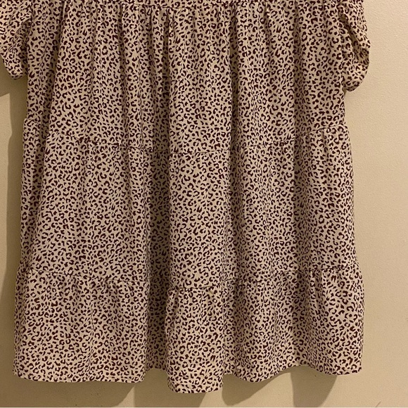 ODDY Animal Print Embroidered Neckline Ruffles Flowy Size M Tunic - Picture 5 of 13
